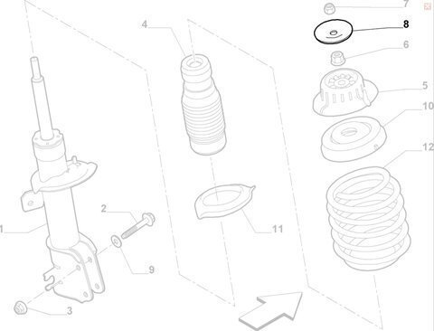 Uložení tlumiče horní - talíř
