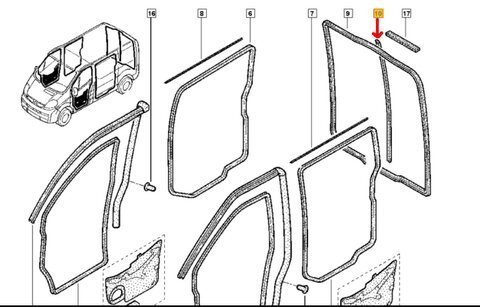 Pravé těsnění zadních křídlových dveří