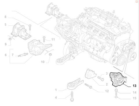 Držák motoru pravý