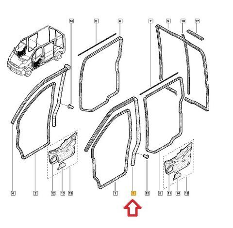 Levé dvojité těsnění předních dveří