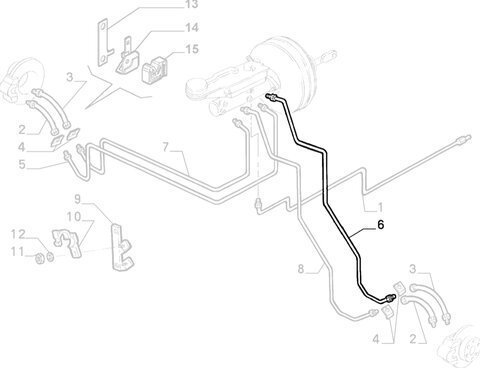 Brzdová trubka levá přední (zadní)