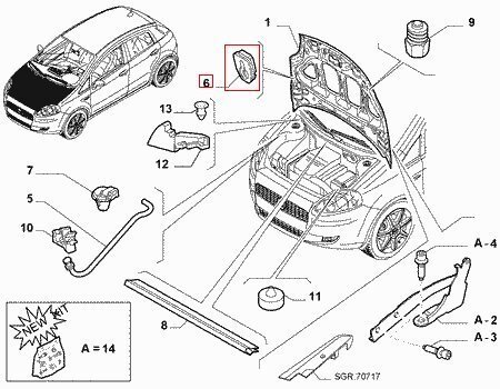 Držák tyčky kapoty horní (originál)