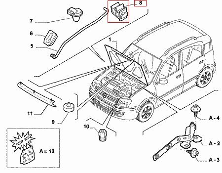 Držák tyčky kapoty orig.