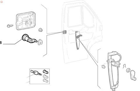 Pouzdro vložky zámku levé dveře