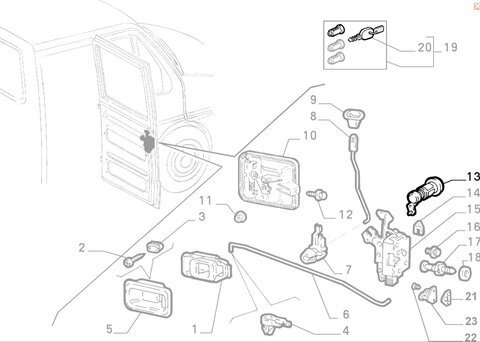 Pouzdro s vložkou zámku pravé P dveře přední, zadní