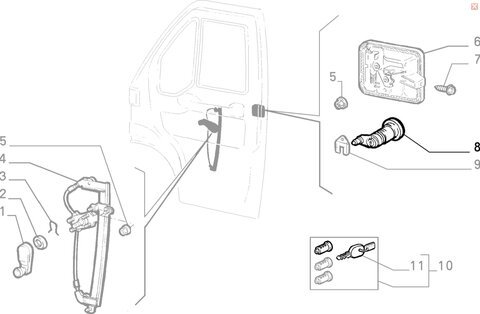 Pouzdro s vložkou zámku pravé P dveře přední, zadní