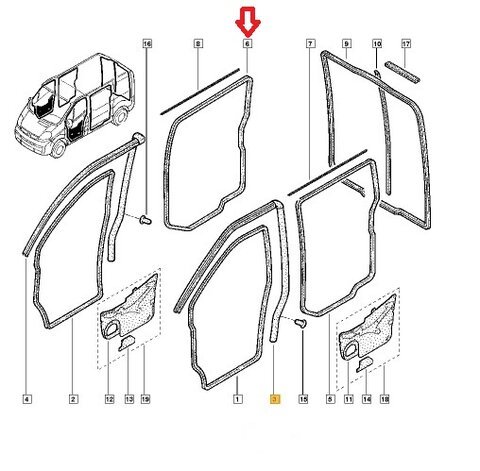 Těsnění posuvných dveří - pravé