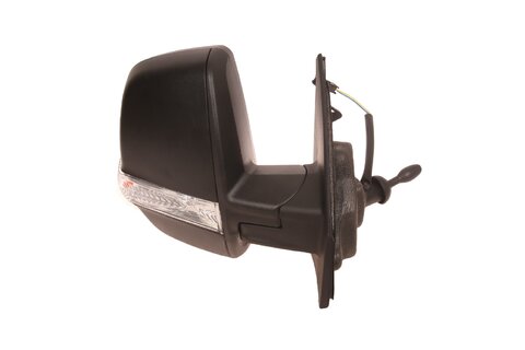 Zrcátko pravé mechanické černé s blikačem (dvě skla)