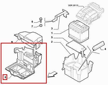 Držák baterie (03-)