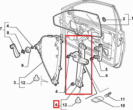 Stahovačka okna přední pravá P 3dv, 5dv
