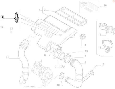 Kolík (svorník) vzduchového filtru