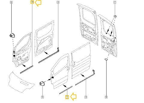 Těsnění dveří přední pravé / levé dolní 7700313522