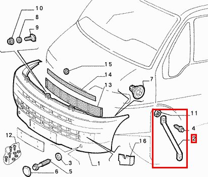 Pravý držák nárazníku