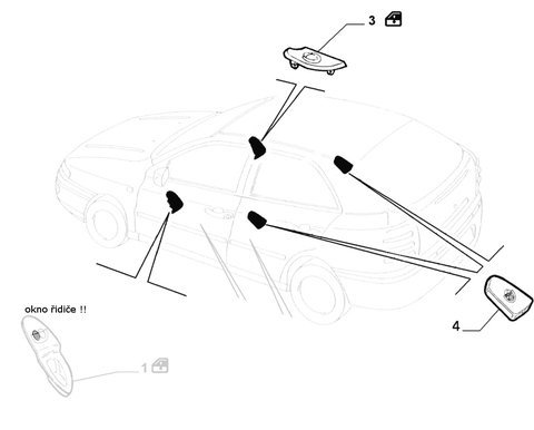 Tlačítko stahování okna černé 99- bílý konektor
