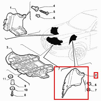 Kryt motoru spodní levý L orig.