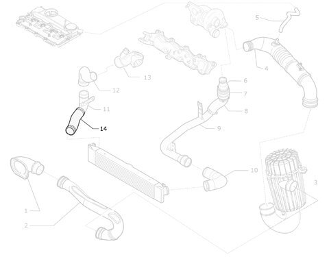 Hadice sání od intercooleru k plastovému kolenu P9240