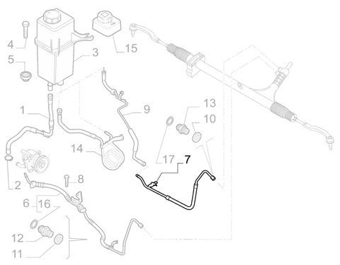 Hadice servo k hřebenu řízení s převlečnou maticí