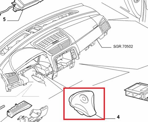 Airbag řidiče - modrý znak orig.