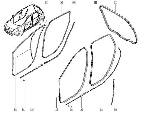 Těsnění levých / pravách zadních dveří