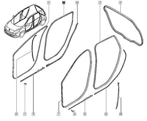 Těsnění levých / pravách zadních dveří