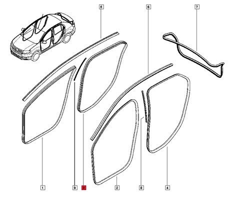 Těsnění pravých zadních dveří