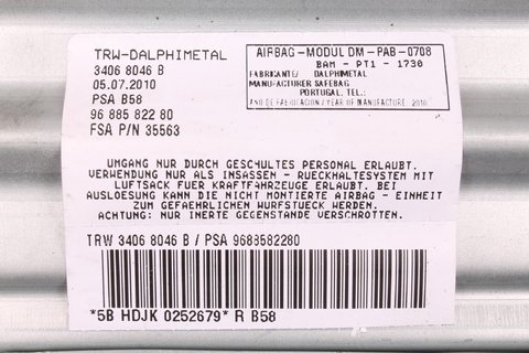 Airbag spolujezdce 9688582280
