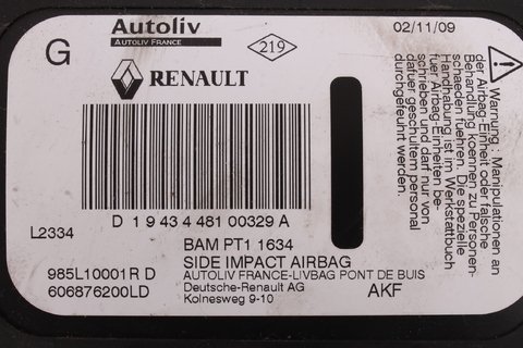 Airbag levého předního sedadla