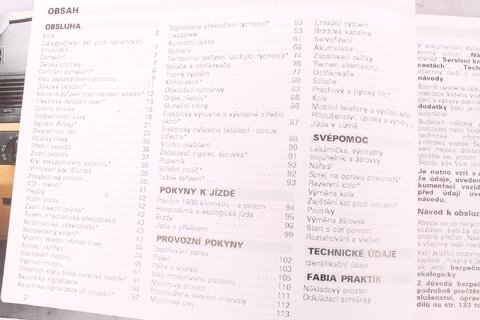 Návod k obsluze FABIA CZ 2002