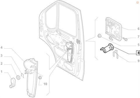 Pravé pouzdro vložky zámku (přední dveře)