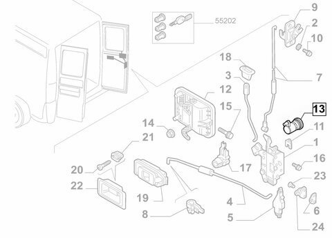 Pravé pouzdro vložky zámku (přední dveře)